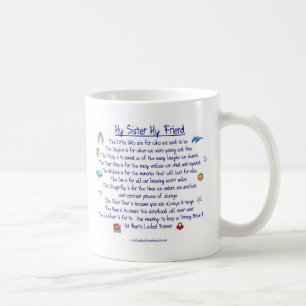MEINE SCHWESTER mein Freundgedicht mit Grafiken Kaffeetasse