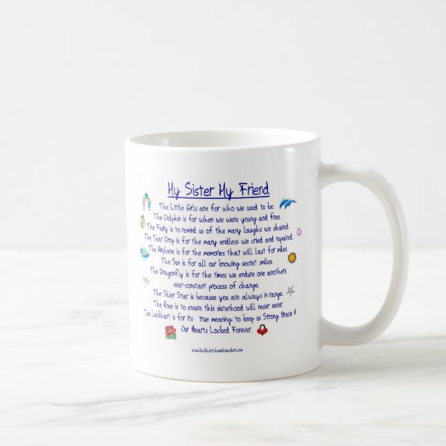MEINE SCHWESTER mein Freundgedicht mit Grafiken Kaffeetasse (Rechts)