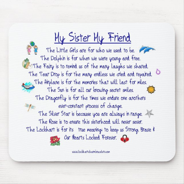 MEINE SCHWESTER mein Freundgedicht mit Grafiken Mousepad (Vorne)