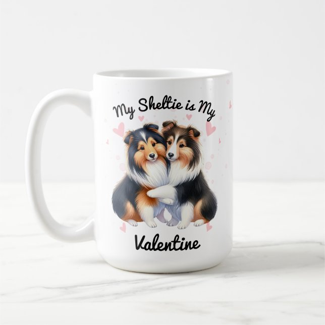 Meine Sheltie ist mein Valentine Kaffeetasse (Links)