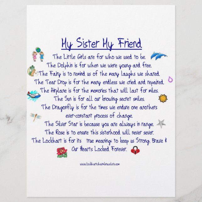 Meine SISTER Mein Freund Gedicht mit Grafik (Vorderseite)