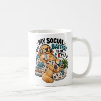 Meine soziale Batterie ist auf 1% Lustiger Golden Kaffeetasse