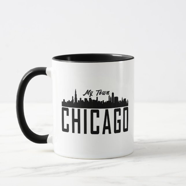 Meine Stadt Chicago City Skyline Old Stripe Silhou Tasse (Links)
