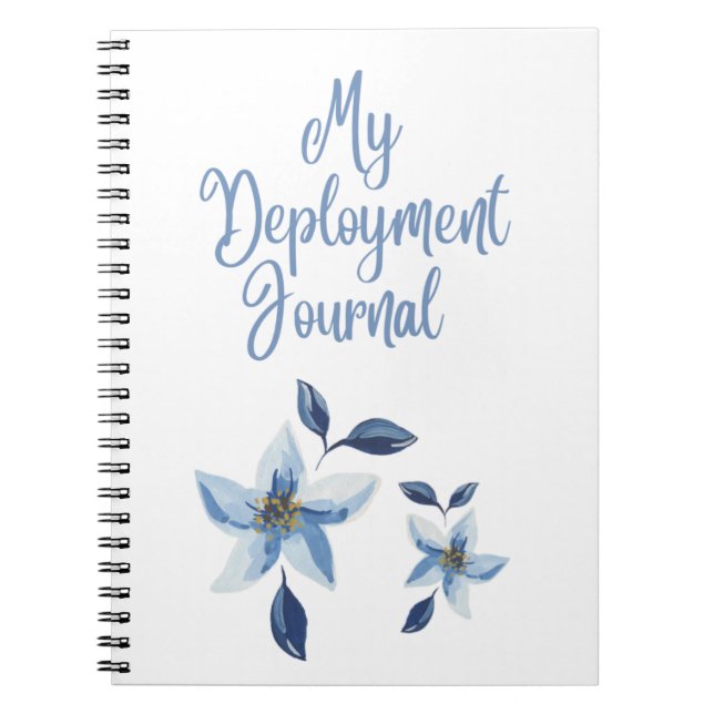 Meine Stationierung-Zeitschrift mit blauen Blumen Notizblock (Vorderseite)