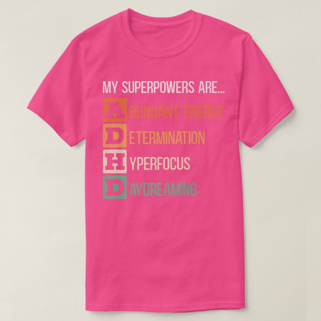 Meine Superkräfte sind ADHS Warrior Embrace Neurod T-Shirt (Design vorne)