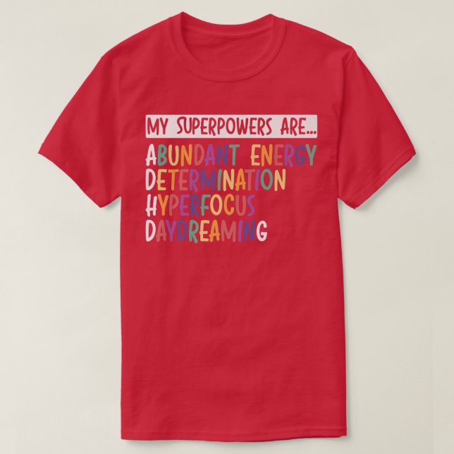 Meine Superkräfte sind ADHS Warrior Embrace Neurod T-Shirt (Design vorne)
