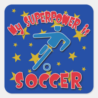 Meine Supermacht ist Fußball Quadratischer Aufkleber