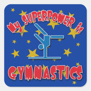 Meine Supermacht ist Gymnastik Quadratischer Aufkleber