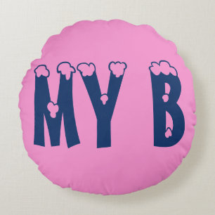 Meine süße Baby-Rosa-Prinzessin-Monogramm-Design-K Rundes Kissen
