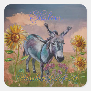 meine süße Esther, Esel, wilde Blume Square Stick Quadratischer Aufkleber
