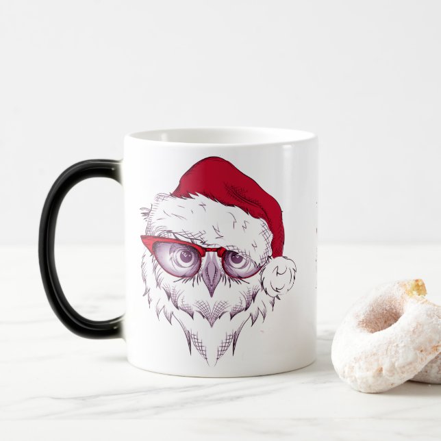 Meine süße Eule frohe Weihnachten Verwandlungstasse (Mit Donut)