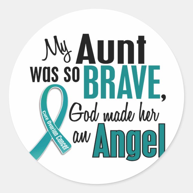 Meine Tante ist ein Angel-1-Ovarialkrebs Runder Aufkleber (Vorderseite)