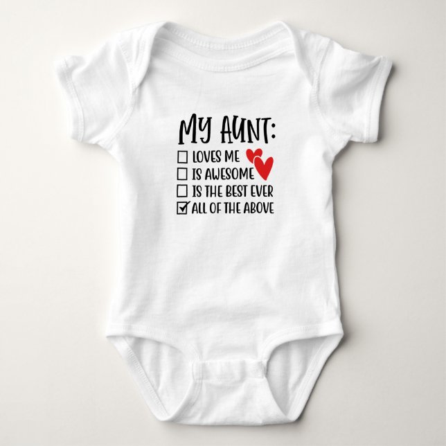 Meine Tante Liebe mich, ist Phantastisch und das B Baby Strampler (Vorderseite)
