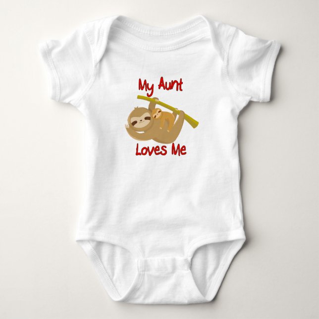 Meine Tante Loves Me Sloth Baby Strampler (Vorderseite)