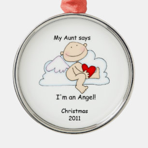 Meine Tante sagt, ich bin ein Engel! Silbernes Ornament