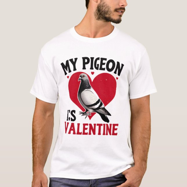 Meine Taube ist mein Valentine Funny Bird Lover De T-Shirt (Vorderseite)