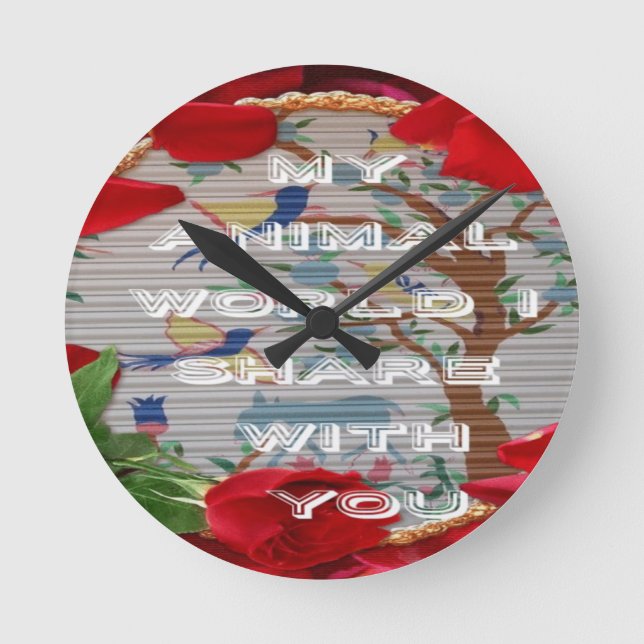 Meine Tiere Welt valentine.png Runde Wanduhr (Vorderseite)