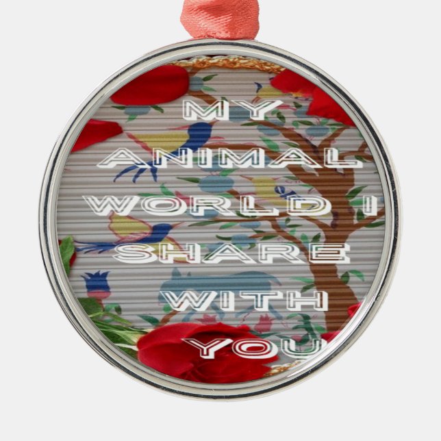 Meine Tiere Welt valentine.png Silbernes Ornament (Vorne)