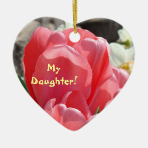 Meine Tochter! Verzierungen rosa Tulpe-Liebe-Baby Keramik Ornament