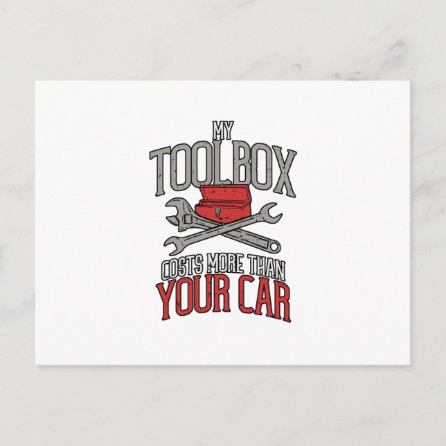 Meine Toolbox kostet mehr als Ihr Auto-Mechanik-Ge Ankündigungspostkarte (Vorderseite)