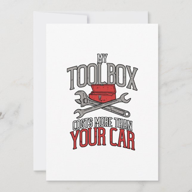 Meine Toolbox kostet mehr als Ihr Auto-Mechanik-Ge Dankeskarte (Vorderseite)