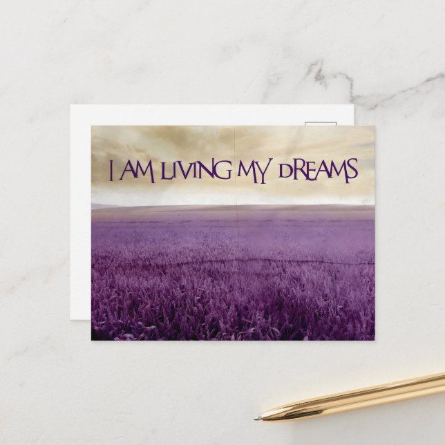 "Meine Träume leben" Motivation Affirmation Postkarte (Vorderseite/Rückseite Beispiel)