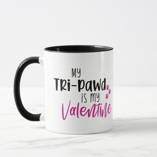 Meine Tri-pawd ist Meine Valentine-Tasse Tasse (Links)