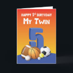 Meine Twin Brother 5th Birthday Sports Balls Karte<br><div class="desc">Schieß diese bunte und lustige Geburtstagskarte auf deinen Zwillingsbruder,  der wie du seinen 5. Geburtstag feiern wirst. Er wird bestimmt vor Freude herumspringen,  wenn er diese Karte von dir bekommt.</div>