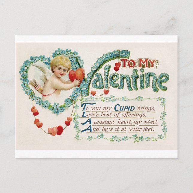 Meine Valentine Liebe Cherub Vintag Postkarte (Vorderseite)