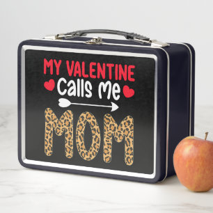 Meine Valentine nennt mich Mama Leopard Buffalo Ka Metall Brotdose