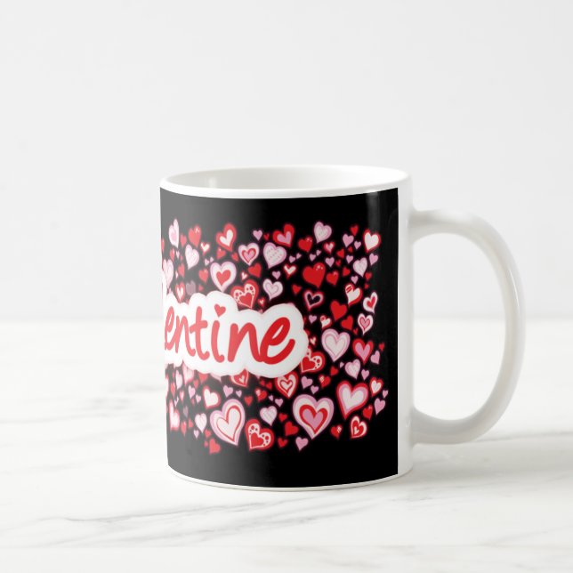 "Meine Valentine" - Rosa schwarze Tasse (Rechts)