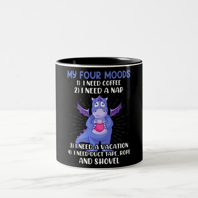 Meine vier Stimmungen/mein Kaffee Zweifarbige Tasse (Mittel)