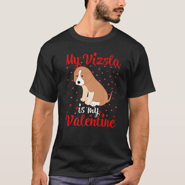 Meine Vizsla ist meine Valentine Herzens Liebe Viz T-Shirt (Vorderseite)
