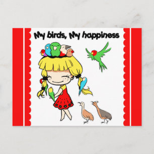 Meine Vögel mein Glück niedlicher Cartoon Postkarte