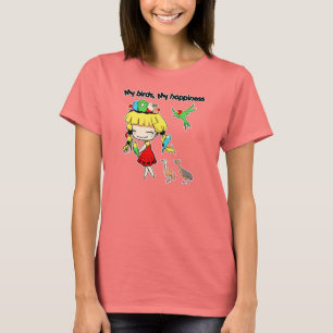 Meine Vögel mein niedlicher Cartoon des Glückes T-Shirt