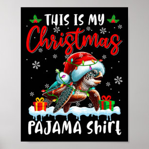 Meine Weihnachten Pajama Santa Turtle Animals Xmas Poster