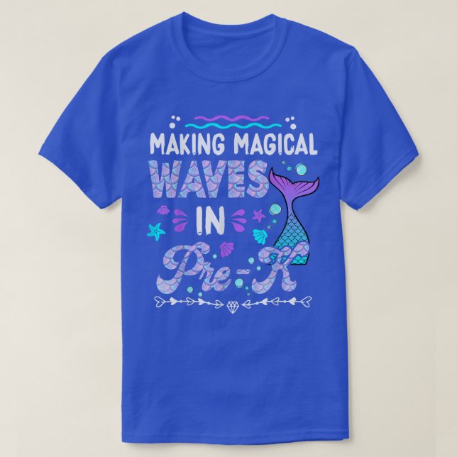 Meine Wellen in der Pre-K-Meerjungfrau zurück in d T-Shirt (Design vorne)