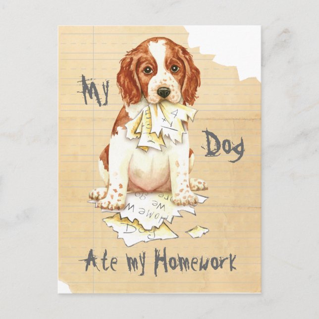 Meine Welsh Springer Ate Meine Hausaufgaben Postkarte (Vorderseite)