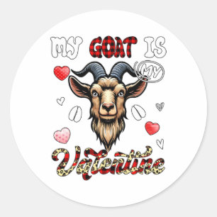 Meine Ziege ist mein Valentinensteinfußmarkenkostü Runder Aufkleber