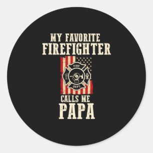 Meins Lieblings-Feuerwehrmann nennt Papa USA ameri Runder Aufkleber