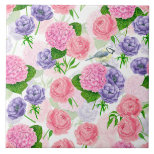 Meise und Blumen Fliese
