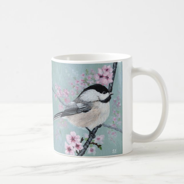 Meise und Kirschblüten Kaffeetasse (Rechts)