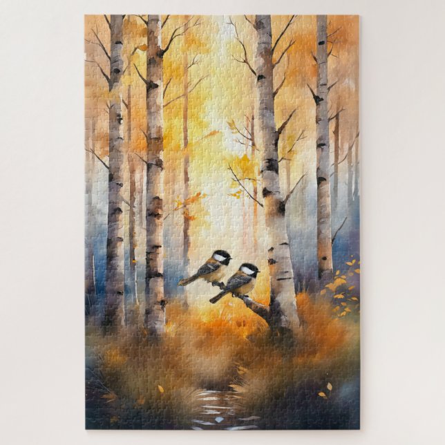 Meisengesang Vögel in einem Herbstwald (Vertikal)