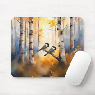 Meisensangvögel in einem Herbstwald Mousepad
