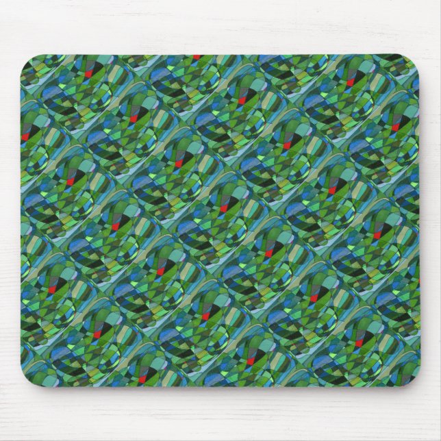 "Meist Grüntöne" Abstraktes Design Mousepad (Vorne)