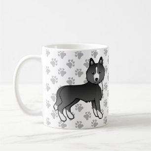 Meist schwarzer sibirischer Husky-Cartoon-Hund & P Kaffeetasse
