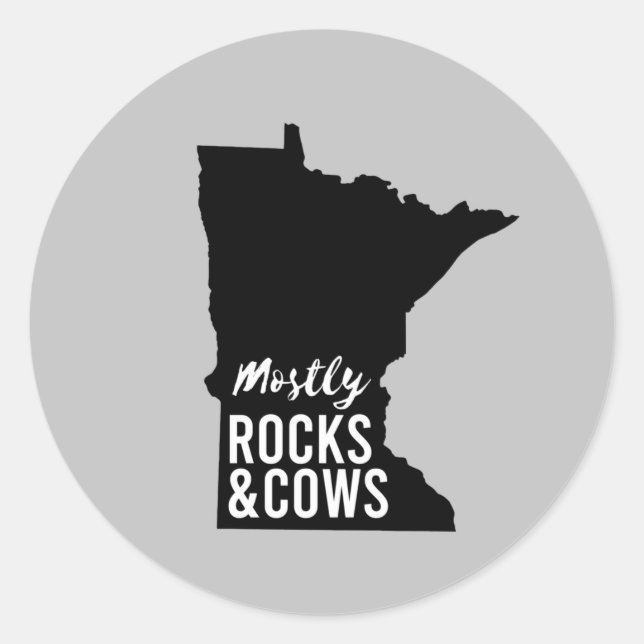 Meist Steine und Kühe Funny Minnesota Runder Aufkleber (Vorderseite)