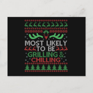 Meistens Wird an Ugly Xmas Gegrillt und Gechillt  Postkarte