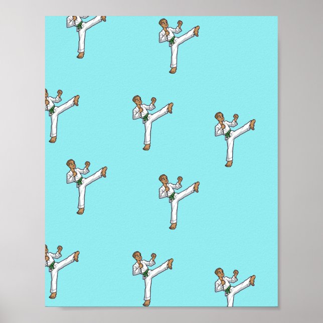 Meister der Kampfkunst in Blau Poster (Vorne)