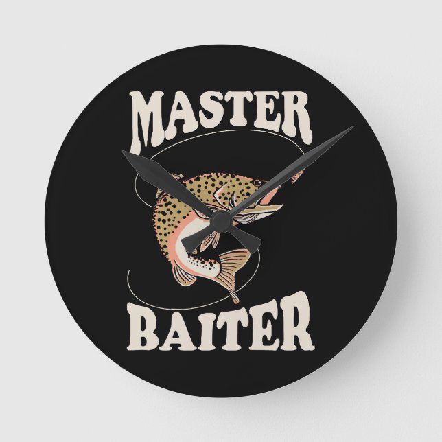 Meister-Köder-Angler Runde Wanduhr (Vorderseite)